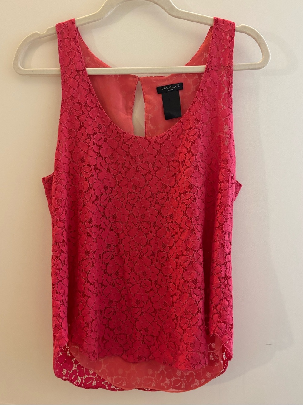 Talula Aritzia Coral Pink Floral Lace Sleeveless Blouse S